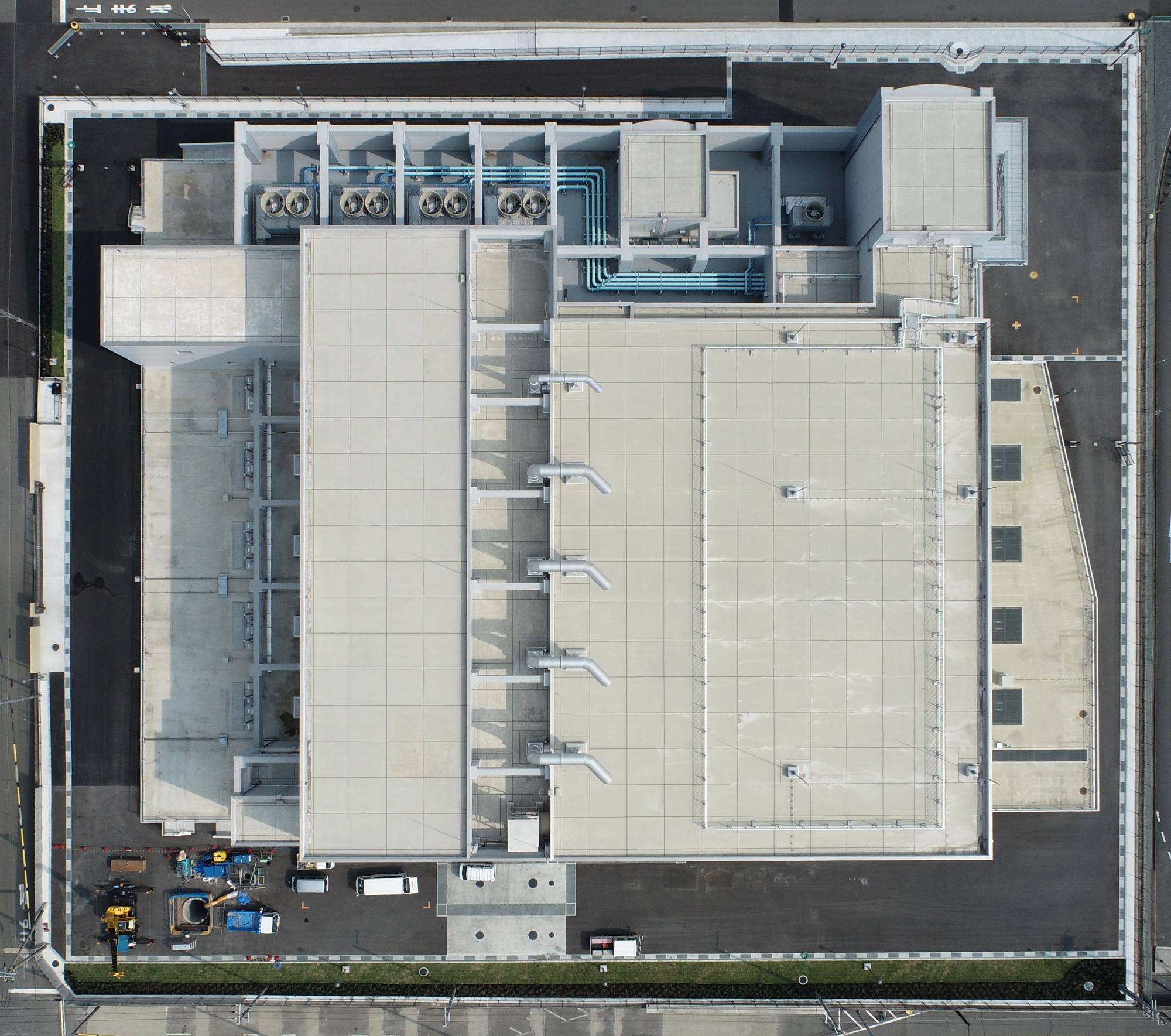 古川下水ポンプ場の真上からの写真