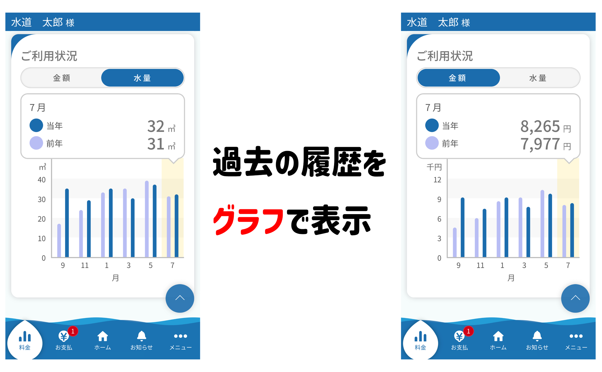 過去の履歴をグラフで表示